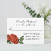 Red Rose Botanische bruiloft RSVP (Staand voorkant)