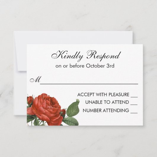  Red Rose Botanische bruiloft RSVP Kaartje (Voorkant)