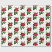 Red Rose Botanische Illustratie Patroon  Cadeaupapier (Vlak)