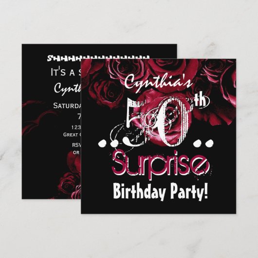 Red Rose Bouquet 50th Surprise Birthday B541 Kaart (Voorkant / Achterkant)