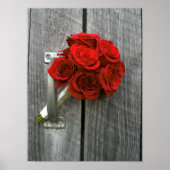 Red Rose Bouquet en Barnwood Poster (Voorkant)