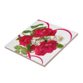 Red Rose Bouquet en Ribbon Tegeltje (Zijkant)