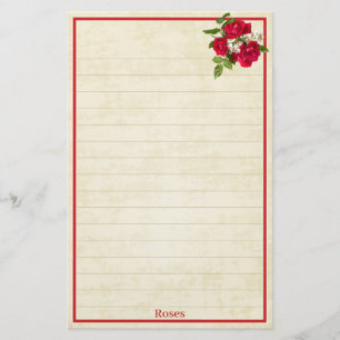 Red Rose Bouquet Floral Photography Cream BG Briefpapier