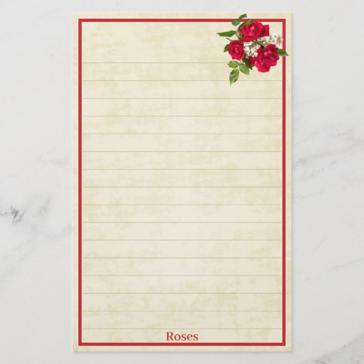 Red Rose Bouquet Floral Photography Cream BG Briefpapier (Voorkant)
