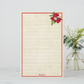Red Rose Bouquet Floral Photography Cream BG Briefpapier (Staand voorkant)