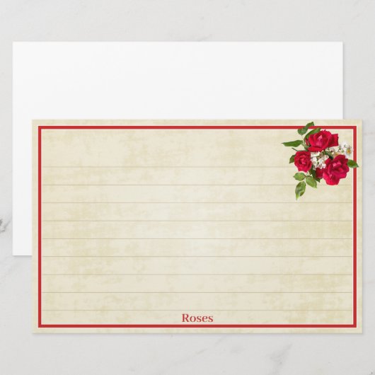 Red Rose Bouquet Floral Photography Cream BG Briefpapier (Voorkant / Achterkant)