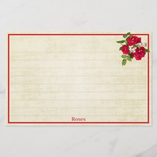 Red Rose Bouquet Floral Photography Cream BG Briefpapier (Voorkant)