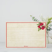 Red Rose Bouquet Floral Photography Cream BG Briefpapier (Staand voorkant)