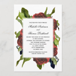 Red Rose Bouquet Floral Wedding Kaart
