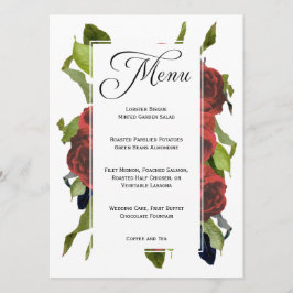 Red Rose Bouquet Floral Wedding Menu