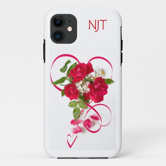 Red Rose Bouquet Foto & Ribbon Heart Case-Mate iPhone Case (Achterkant)