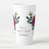 Red Rose Bouquet Holly Jolly Christmas Latte Mok (Voorkant)