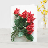 Red Rose Bouquet Jubileum Kaart - (Gele Bloem)
