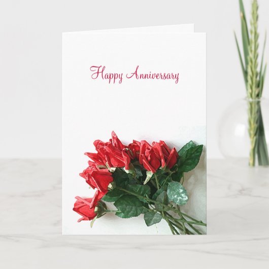 Red Rose Bouquet Jubileum Kaart - (Voorkant)
