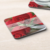 Red Rose Bouquet Personal set of Cork Onderzetters (Linkerzijde)