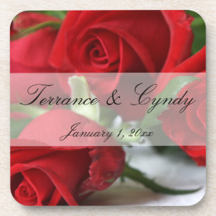 Red Rose Bouquet Personal set of Cork Onderzetters