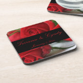 Red Rose Bouquet Personal set of Cork Onderzetters (Linkerzijde)