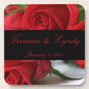 Red Rose Bouquet Personal set of Cork Onderzetters