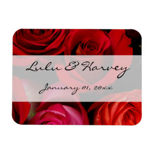 Red Rose Bouquet Personal Wedding Magneet
