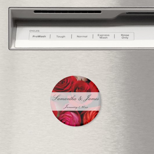Red Rose Bouquet Personal Wedding Magneet (Insitu (Vaatwasser))
