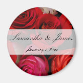 Red Rose Bouquet Personal Wedding Magneet (Voorkant)