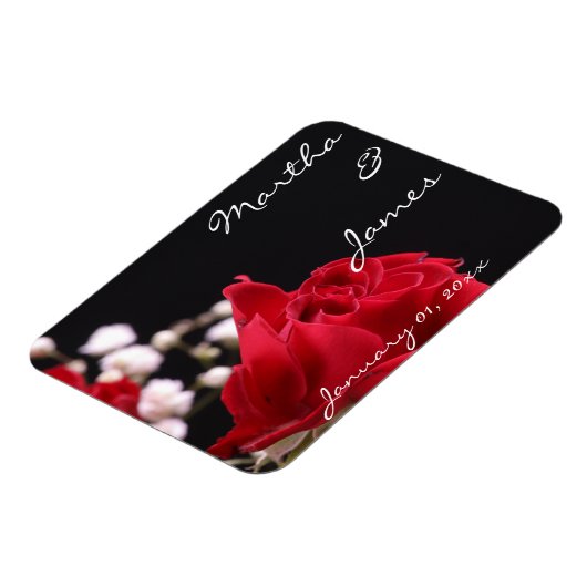 Red Rose Bouquet Personal Wedding Magneet (Linkerzijde)