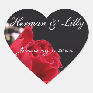 Red Rose Bouquet Persoonlijk huwelijk Hart Sticker