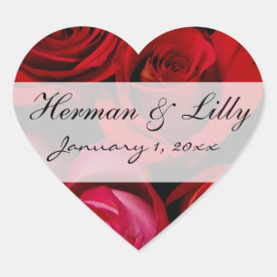Red Rose Bouquet Persoonlijk huwelijk Hart Sticker