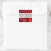 Red Rose Bouquet Persoonlijk huwelijk Vierkante Sticker (Tas)