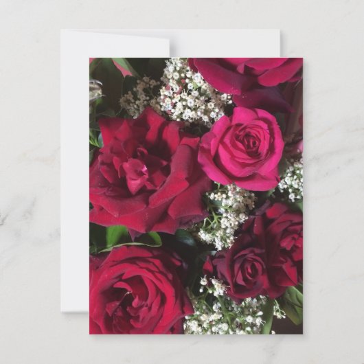 Red Rose Bouquet RSVP Reply Kaart (Achterkant)