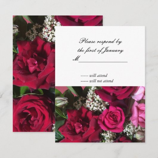 Red Rose Bouquet RSVP Reply Kaart (Voorkant / Achterkant)