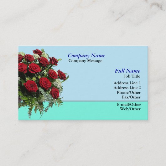 Red Rose Bouquet Sjabloon voor visitekaartjes (Voorkant)