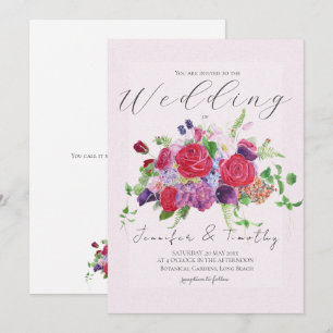 Red Rose Bouquet Watercolor Uitnodiging voor een b