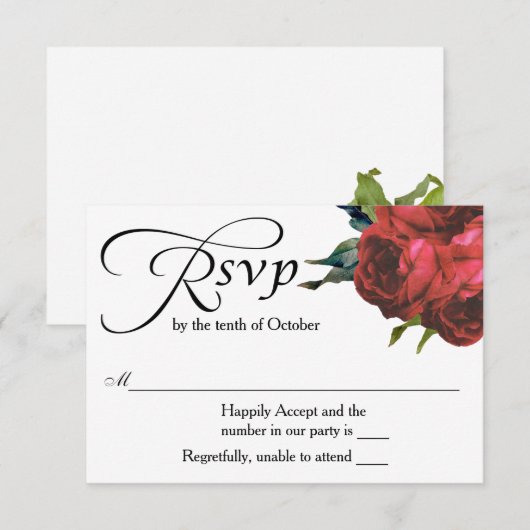 Red Rose Bouquet Wedding RSVP (Voorkant / Achterkant)