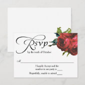 Red Rose Bouquet Wedding RSVP Kaartje (Voorkant / Achterkant)