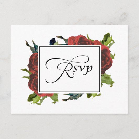 Red Rose Bouquet Wedding RSVP Uitnodiging Briefkaart (Voorkant)