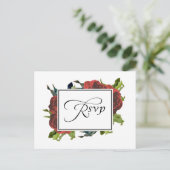 Red Rose Bouquet Wedding RSVP Uitnodiging Briefkaart (Staand voorkant)