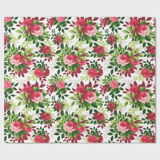 Red Rose Bouquet Wrapping Paper Cadeaupapier (Vlak)