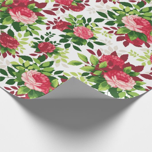 Red Rose Bouquet Wrapping Paper Cadeaupapier (Hoek)