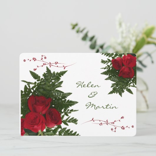 Red Rose Bouquets-uitnodiging Kaart (Staand voorkant)