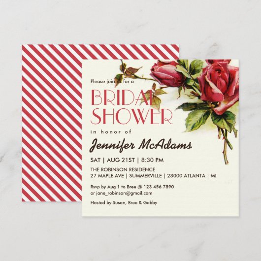Red Rose Bridal Shower Kaart (Voorkant / Achterkant)