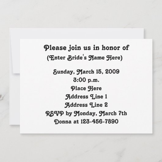 Red Rose Bridal Wedding Shower Uitnodiging (Achterkant)