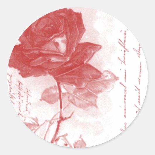 Red Rose Briefkaart Design Ronde Sticker (Voorkant)