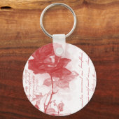 Red Rose Briefkaart Design Sleutelhanger (Voorkant)