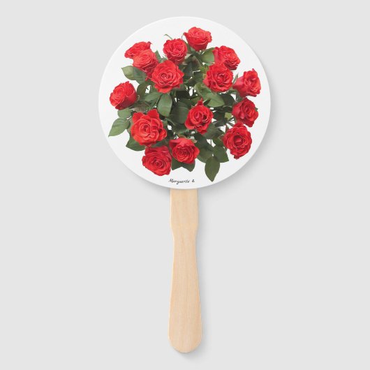 Red Rose bruids boeket gepersonaliseerde fans Handwaaier (Voorkant)