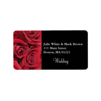 Red Rose bruiloft adres label