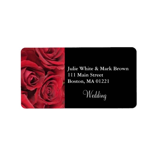 Red Rose bruiloft adres label (Voorkant)