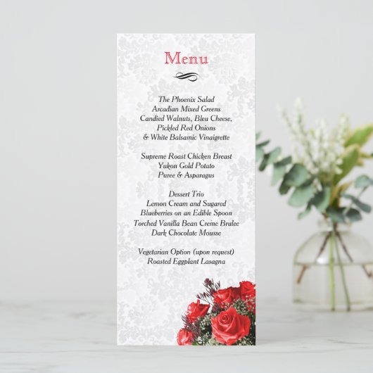 Red Rose bruiloft - Menu (Staand voorkant)