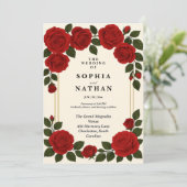  Red Rose bruiloft uitnodiging | elegant (Staand voorkant)