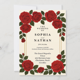  Red Rose bruiloft uitnodiging   elegant